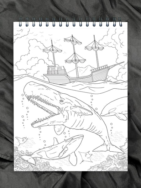 Adult Coloring Book, Oceans Theme with Colored Pencils