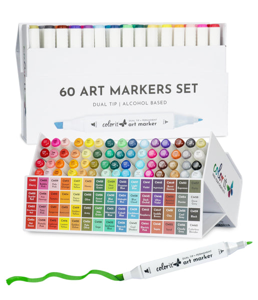 48 Colors Alcohol Markers Set, Fine & Chisel Dual Tips Art Markers for  Coloring