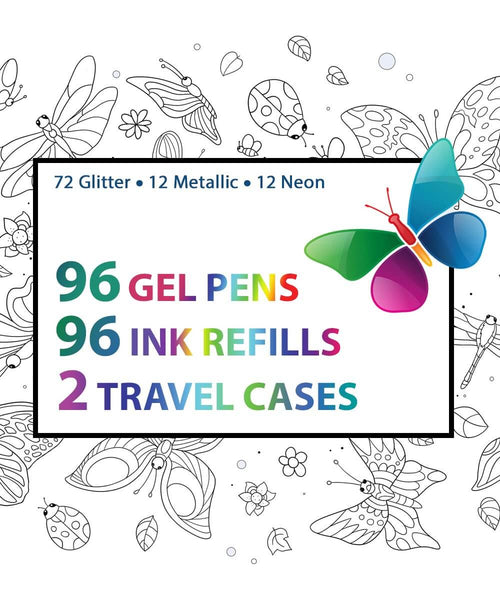 ColorIt 96 Pack Glitter Gel Pens for Adult Coloring Books 
