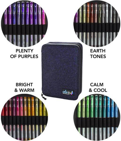 Living in Color Color-flow Glitter Gel Pen Set Brights, Metallics