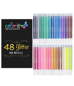 Efimeso 100 Pack Gel Pens Set 50 Glitter Gel Pens with 50 Refills in Zipper  Case