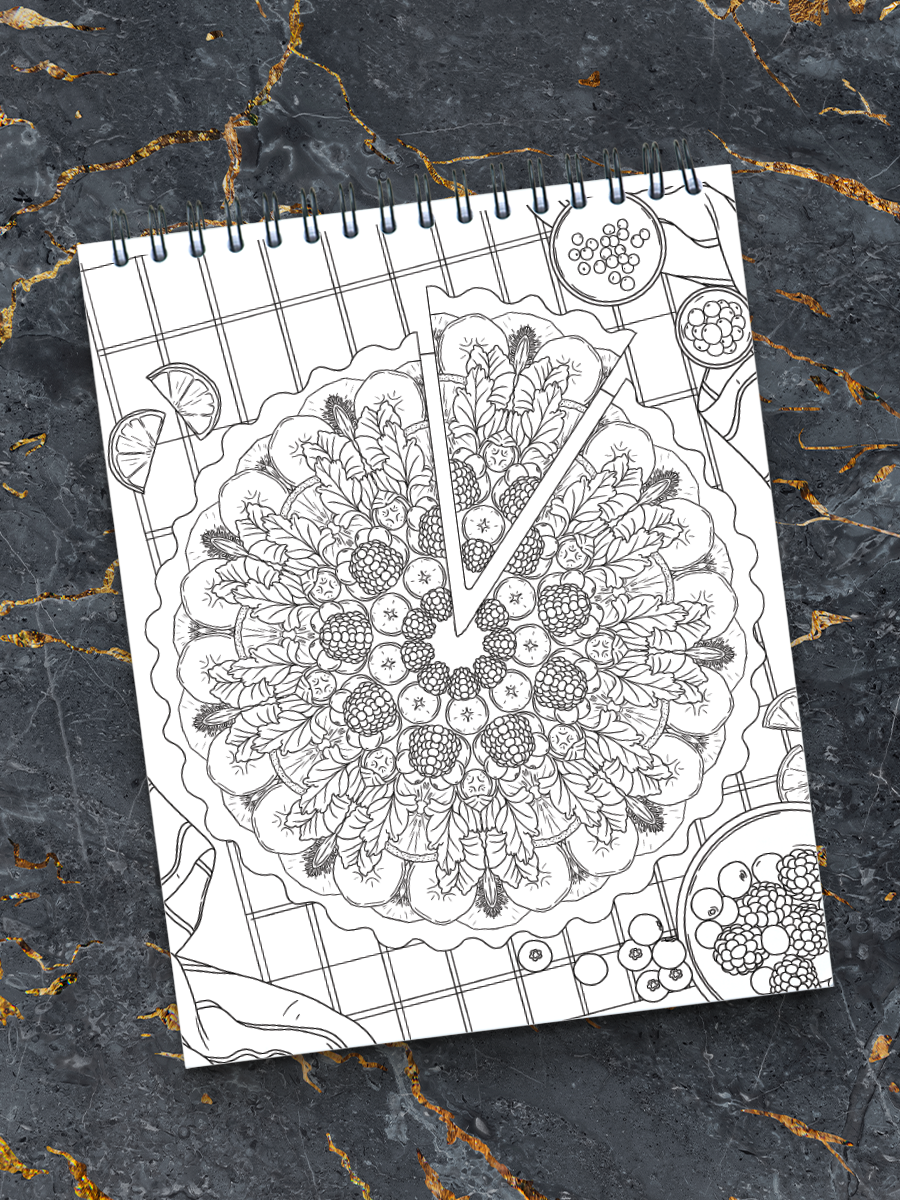 colorit 50 adult coloring book desserts - cake slice coloring page