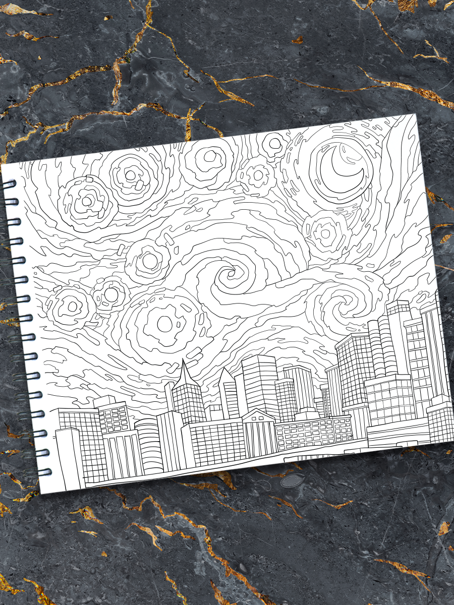 colorit colorful 50 coloring book modern art - van gogh sky coloring page